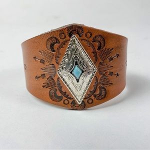 Triangle Concho Western Boho Tribal Bracelet Cuff